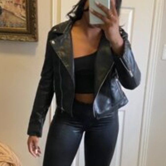 Modern Faux Leather Jacket - black - Picture 13 of 14